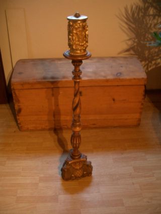 Antiker Gedrechselter Oder Gschnitzter Kerzenständer Holz Bild