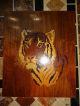 ältere Wandbilder Schäferhund Tiger Intarsienbild Intarsien Holz Einlegearbeit Holzarbeiten Bild 2