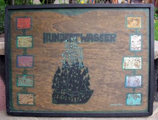 Handsignierte Handnummerierte Holzplatte Nr.  1235/3000 Von Hundertwasser Bild