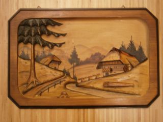 Geschnitztes Holz Relief Calw Im Schwarzwald - 50er Jahre Bild Bild