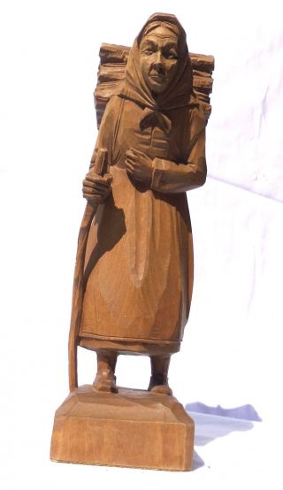 Holz Schnitzerei Figur Bäuerin Frau Mit Holz Holzschnitzerei Handarbeit Bild