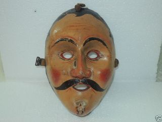 Wunderschöne Alte Holzgeschnitzte Maske 19.  Jhrt Bild