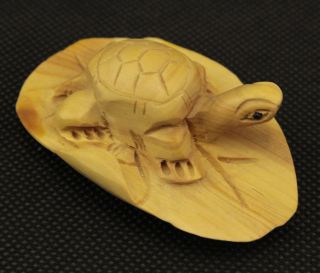 Sammeln Chinesischen Natürliche Buchsbaum Holz,  Turtle Skulpturen Selten Bild