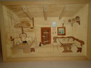WunderschÖnes Holzbild - In 3d - Originale Bauernstube - Handarbeit Bild