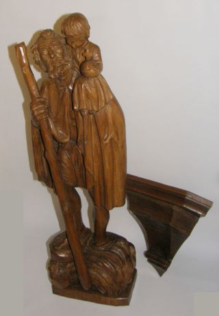 Alte Riesiege Holzskulptur Josef Mit Jesus Oberammergau Holzschnitzerei 83cm 9kg Bild
