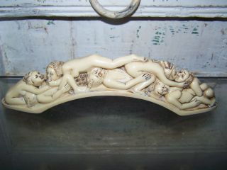 Geschnitzte Beinfigur? Japan China 1900 Bone Carved Bone? Erotika Kamasutra Bild