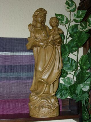 Holzfigur - Heiligenfigur - Madonna Mit Kind - Rosenmadonna - Geschnitzt - Deko - 40cm Bild