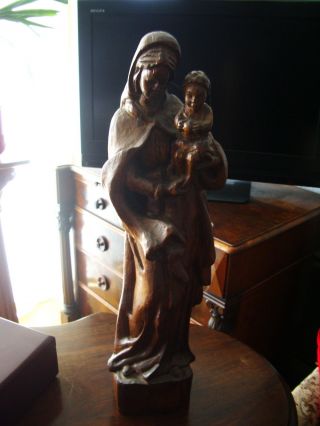 Wunderschöne Holzfigur (heilige) Madonna Mit Kind Wohl Um 1950 - 1960 Bild