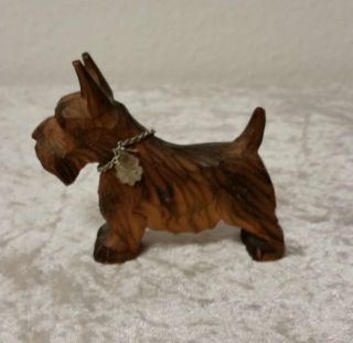 Scottish Terrier Antik Holz - Hund Handgeschnitzt 50er Bild
