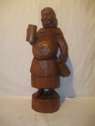 Budda Mönch Holzfigur Geschnitzt 55cm Hoch Bild