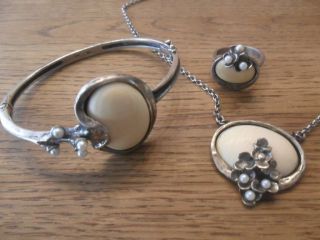 Schmucklot,  Bein U.  Perlen In Silber,  Armreif,  Ring,  Kette Ansehn Hersteller Pe 835 S Bild
