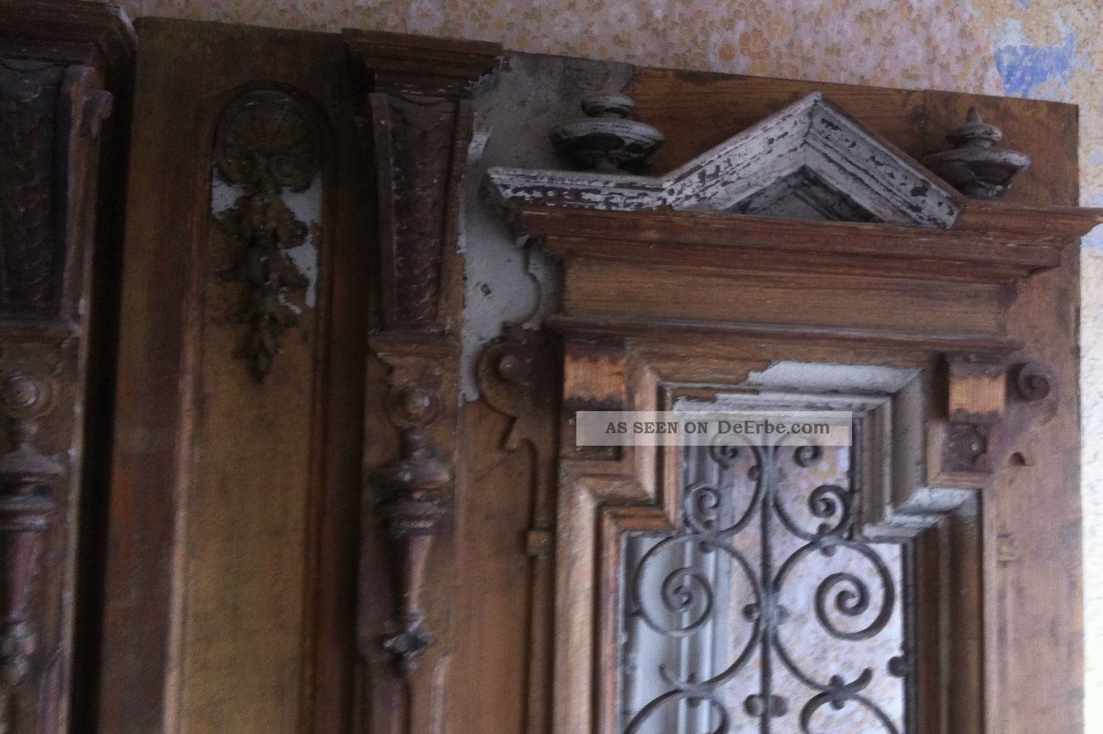 Eingangstür Haustür Holztür Mit Zwei Flügel, Antik, Sehr Schön