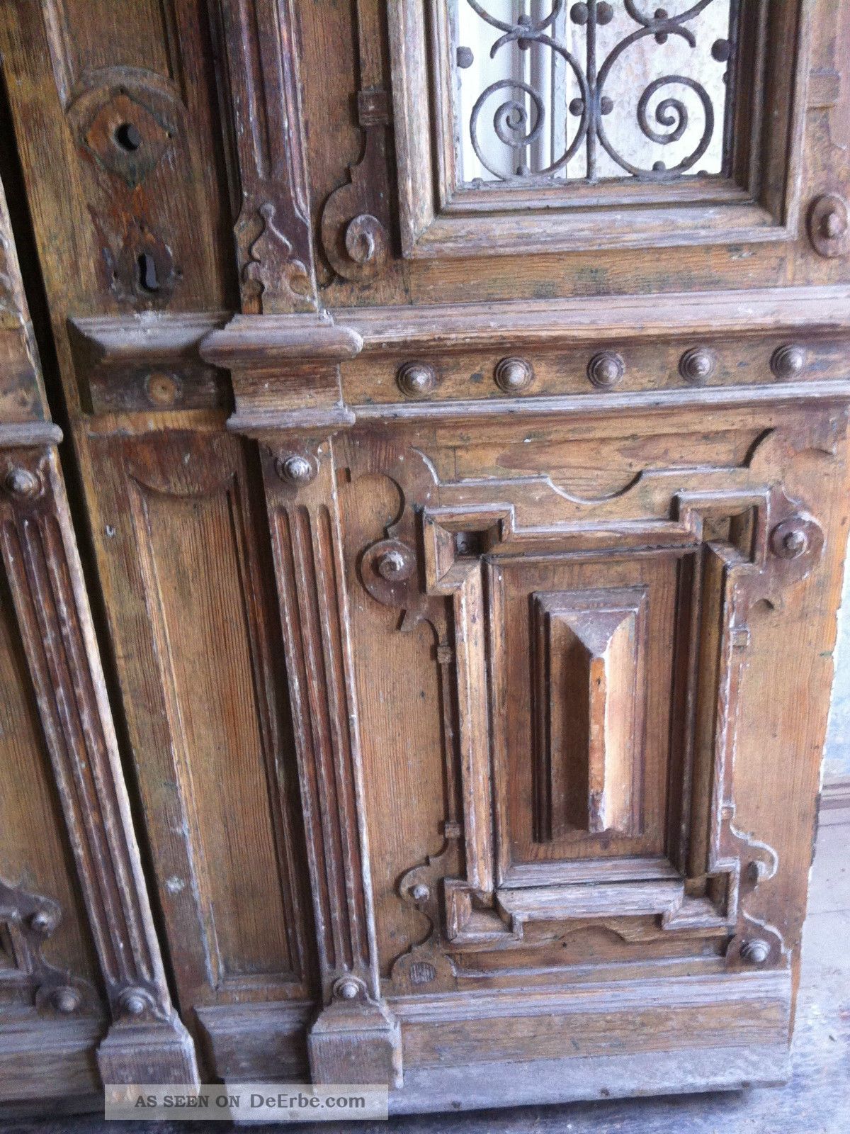 Eingangstür Haustür Holztür Mit Zwei Flügel, Antik, Sehr Schön