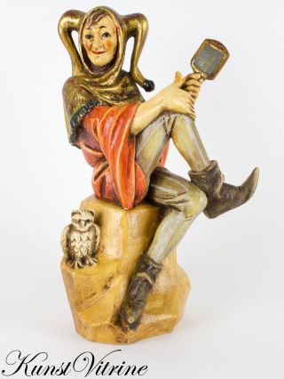 Große,  Geschnitzte,  Bemalte Figur Aus Holz,  Till Eulenspiegel,  Höhe 40 Cm Bild