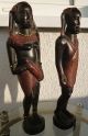 2 Afrikanische Statuen Figuren Massives Holz 38 Cm Hoch Afrika Oder Indonesien Holzarbeiten Bild 1