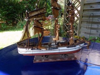 Antikes Holzschiff Schiff Holz Boot Groß Handarbeit Modellschiff Standmodell Bild