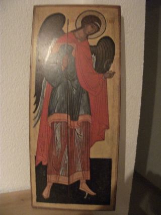 Holzbild Heiliger Erzengel Michael Ca.  59,  5 X 25 Cm 1962 Holz Bild Dachbodenfund Bild