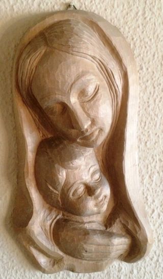 Holzfigur Bild Schnitzerei Madonna / Maria Mit Jesus Kind,  Geschnitzt Ca.  33cm Bild