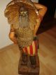 Holzfigur Indianer,  Massivholz Ca.  65 Cm Groß Handbemalt Holzarbeiten Bild 2