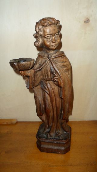 Kind M Umhang Geschnitzt Lindenholz Papel Heiligenfigur Kerzenhalter Altarfigur Bild