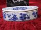 Döschen Porzellan China,  Blau Weiß,  Handarbeit,  Oval,  Luftlöcher Für Tee? Entstehungszeit nach 1945 Bild 1