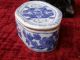 Döschen Porzellan China,  Blau Weiß,  Handarbeit,  Oval,  Luftlöcher Für Tee? Entstehungszeit nach 1945 Bild 3