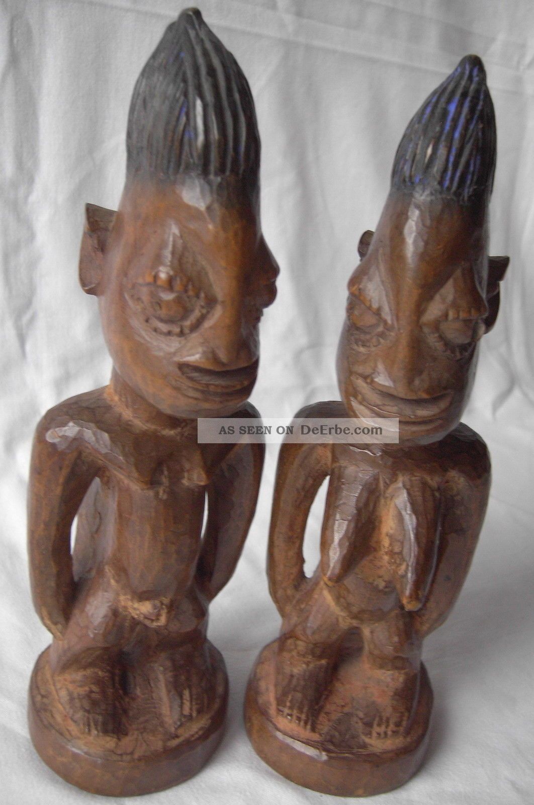 2 X Yoruba Figur Antik Holz Zwillinge Ibeji Aus Nigeria - Holzfigur Afrika 25 Cm Entstehungszeit nach 1945 Bild