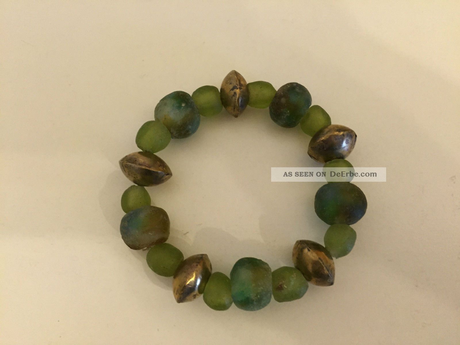 Weihnachten Wunderschöne Krobo Beads 15 Grüne Perlen 5 Spacer Ghana Afrika Top Entstehungszeit nach 1945 Bild