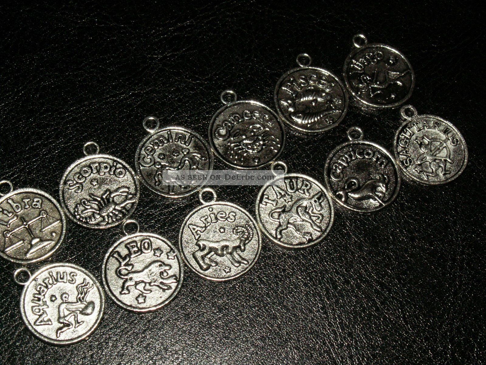 12 Silber Sternzeichen Anhänger Amulett Beads Waage,  Fische Jungfrau Alle Entstehungszeit nach 1945 Bild