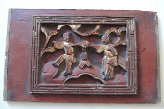 Antike Holz - Schnitzerei - China /teilweise Vergoldet 19jh.  Gr:24x14,  3x1,  2 Cm Bild