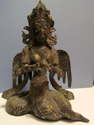 Buddha Ganesha Schlangengöttin Naga Nag Kanya Figur Statue Bronze Nepal Indien Bild