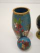 4 Kleine Cloisonné Deckelvasen / Vasen Asia China Japan Blüten Antik Messing Asiatika: China Bild 6