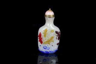 Antike Snuff Bottle Aus Glas Schnupftabakfläschchen Mit Schmetterlingen Farbig Bild