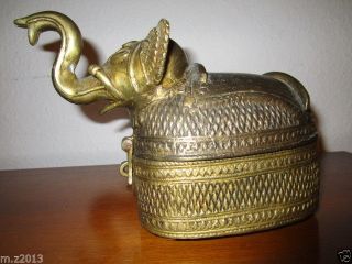 Seltener Alte Messing/bronz Elefant Figur Als Schmuck Dose/kasten Indienasiatika Bild