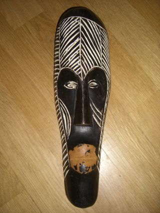 Alte Afrikanische Skulptur Wandmaske Maske Aus Holz Geschnitzt Höhe Ca.  33cm Bild