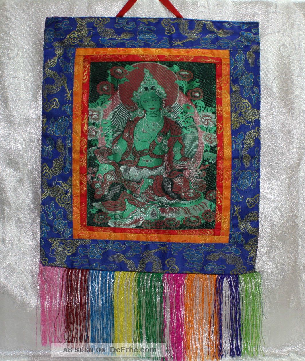 Wandbehang Im Thangka Style Grüne Tara Gewebt Tibet Indien Nepal Buddha Asien Entstehungszeit nach 1945 Bild