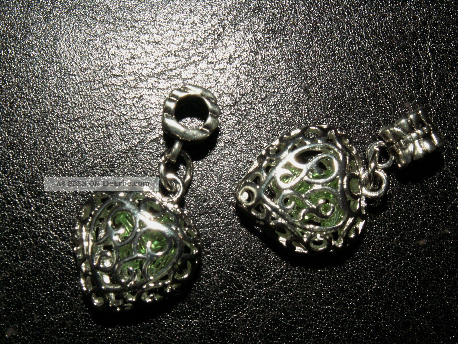 2 Silber Amulett Medaillon Kugel Perle Herzen Anhänger Engelsrufer Schutzengel Entstehungszeit nach 1945 Bild