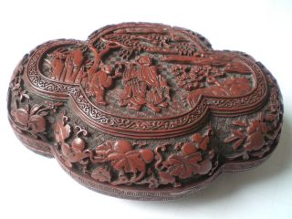 China Rotlack - Composit ? Geschnitzte Deckeldose //carved Cinnabar Lacquer ? Bild