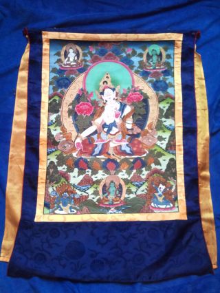 Thangka Wandbehang Brokat Tibet Tara Buddhismus Bild