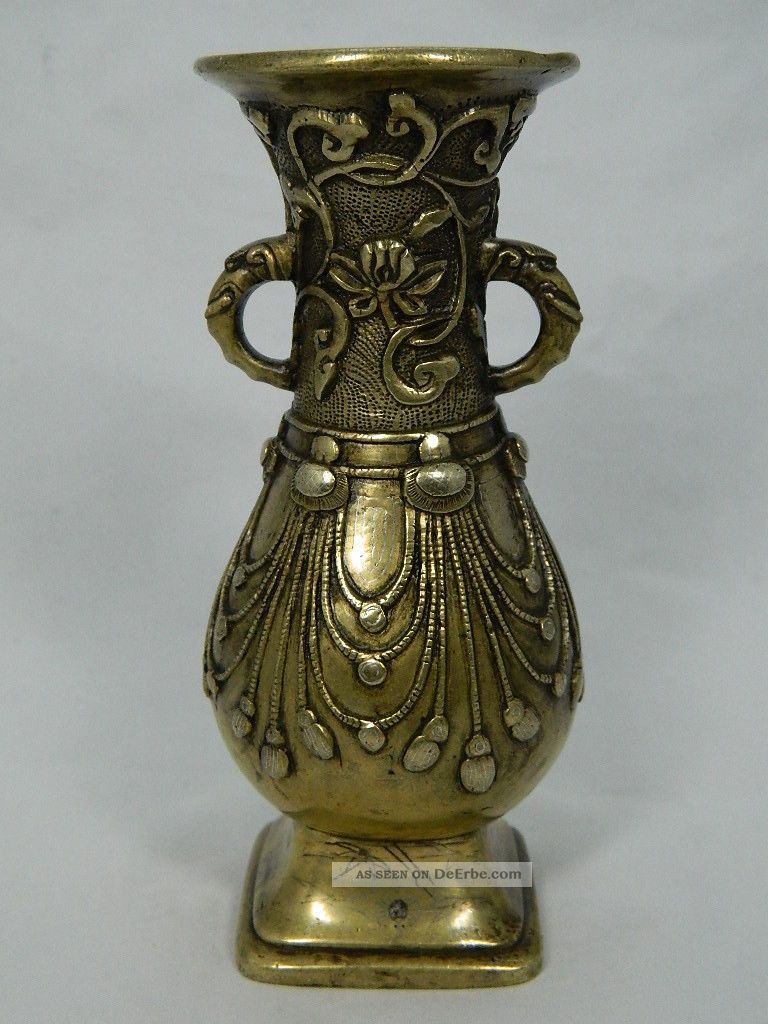 Vase Aus Bronze Mit Feinen Silbereinlagen Bronzevase Höhe 15,  5 Cm China Um 1900 Asiatika: China Bild