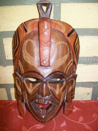 Afrikanische Wand Maske Aus Holz In Braun Und Muster Gesamthöhe Ca.  23,  5 Cm Bild