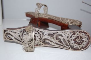 Damen Schuhe Sandaletten Filigran Holz Metall Deko 18 Cm Art Schaufenster Deco Bild