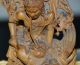 Antike Fein Geschnitzte Holzfigur Kampf Mit Dem Faun Zwerg Fabelwesen Signiert Asiatika: Japan Bild 2