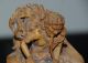 Antike Fein Geschnitzte Holzfigur Kampf Mit Dem Faun Zwerg Fabelwesen Signiert Asiatika: Japan Bild 3