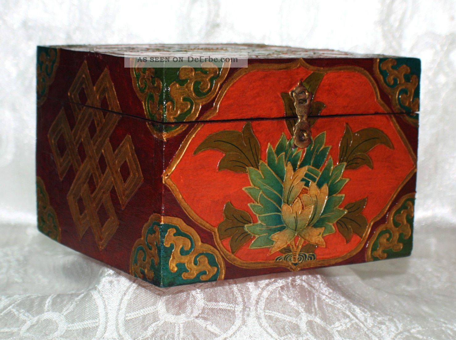 Lama Box Schatzkiste Schmuckkasten Aus Holz Bemalt Nr.  5 Handarbeit Nepal Tibet Entstehungszeit nach 1945 Bild