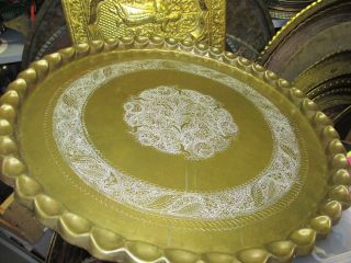 65 Cm Wandteller Messing Orient Ornamente Wohl Handarbeit Teetablett Indien ? Bild