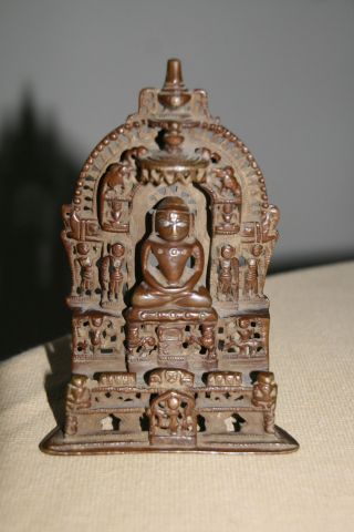 Alte Indische Bronze Eines Jain - Thirthankara Mit Silbernen Augen Bild
