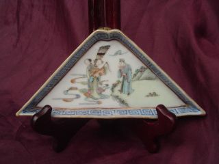 Antike China Schale.  Dreieckig.  Feinste Malerei.  Top 18 X 8 Cm. Bild