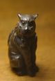 Netsuke Asiatika Japan Schnitzerei Handschmeichler Signiert Wilde Katze Entstehungszeit nach 1945 Bild 1