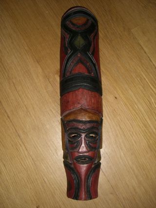 Afrikanische Skulptur Wandmaske Maske Aus Holz Geschnitzt Höhe Ca.  25,  5cm Bild